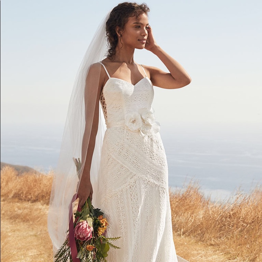 NWT Galina Lace Tank Sheath Ivory Wedding Dress - Picture 1 of 8